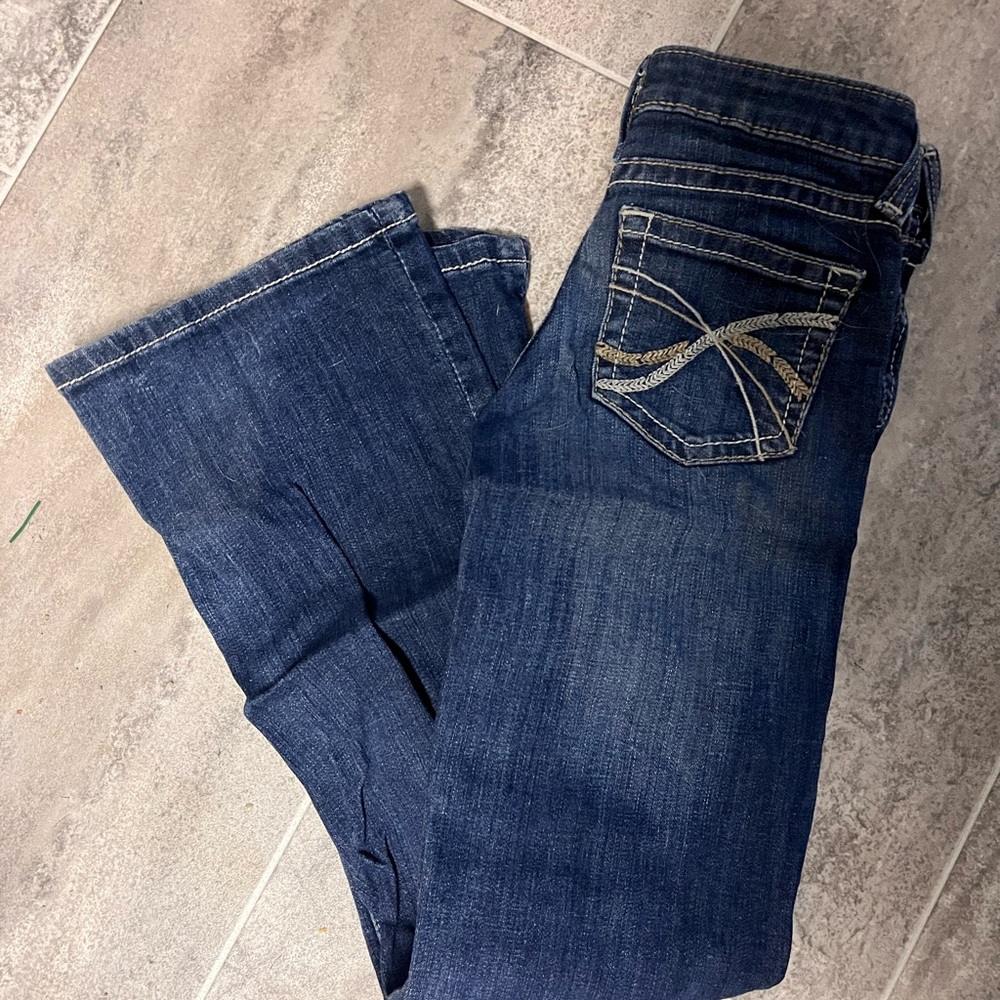 Ariat Girls Dark Blue Embroidered Pocket Jeans